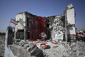 Destroyed elementary school building in Iran