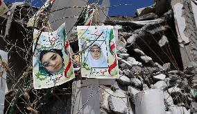 Destroyed elementary school building in Iran