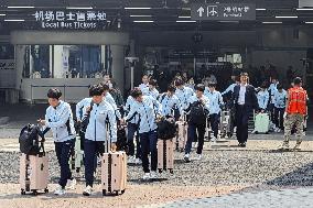 Football: North Korean team enroute to South Korea