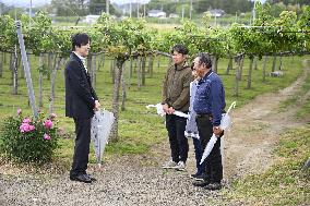 Japan crown prince visits farms in Fukushima Pref.