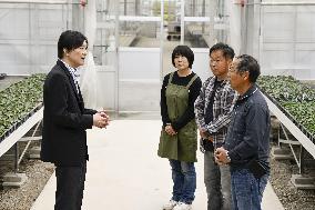 Japan crown prince visits farms in Fukushima Pref.