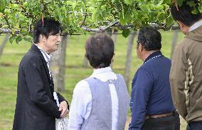 Japan crown prince visits farms in Fukushima Pref.