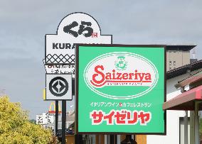 Saizeriya and Kura Sushi signboards and logos