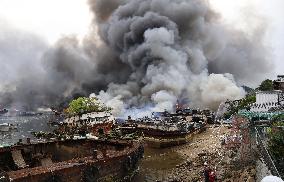 Fire at shipbreaking site in Kure
