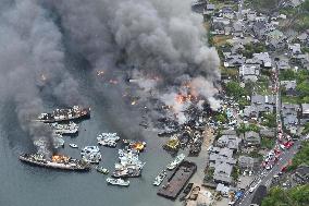Fire at shipbreaking site in Kure
