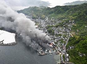 Fire at shipbreaking site in Kure