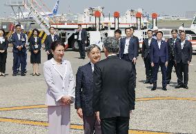 Japan emperor, empress depart for Ehime