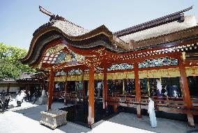 Renovated Dazaifu Temmangu shrine main hall