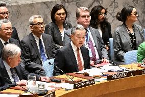 China Foreign Minister Wang at U.N. Security Council