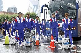 Football: Japan team arrives in Nashville
