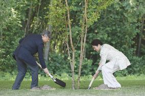 Japan's imperial couple plant cherry tree near Amsterdam