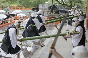 Ceremony to pray for rich grain harvest at Kyoto temple