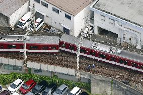 Derailed train in Kyoto