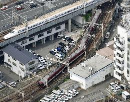 Derailed train in Kyoto