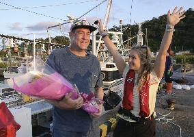 American swims across Japan strait