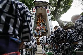 Decorated festival float in Fukuoka