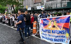 Protest for Tibet independence in front of U.N.