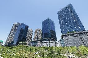The cluster of buildings in the Umekita area