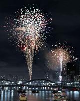Fireworks over Sumida River in Tokyo