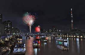 Fireworks over Sumida River in Tokyo
