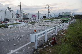 Aftermath of strong earthquake in Kumamoto Pref.