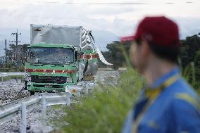 Aftermath of strong earthquake in Kumamoto Pref.