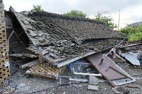 Aftermath of strong earthquake in Kumamoto Pref.