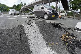 Aftermath of strong earthquake in Kumamoto
