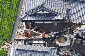 Aftermath of strong earthquake in Kumamoto