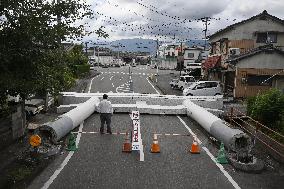 Aftermath of strong earthquake in Kumamoto