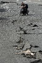 Aftermath of strong earthquake in Kumamoto
