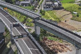 Aftermath of strong earthquake in Kumamoto