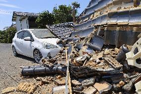 Aftermath of strong earthquake in Kumamoto
