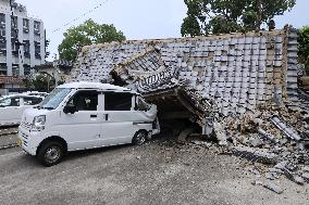 Aftermath of strong earthquake in Kumamoto