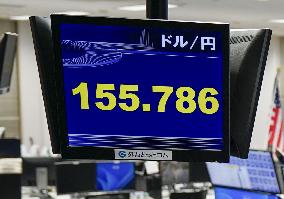 Dollar sinks to 155 yen level