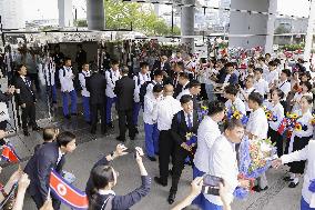 N. Korean athletes arrive in Japan for Asian Games