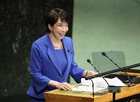 Japan PM Takaichi addresses U.N. assembly